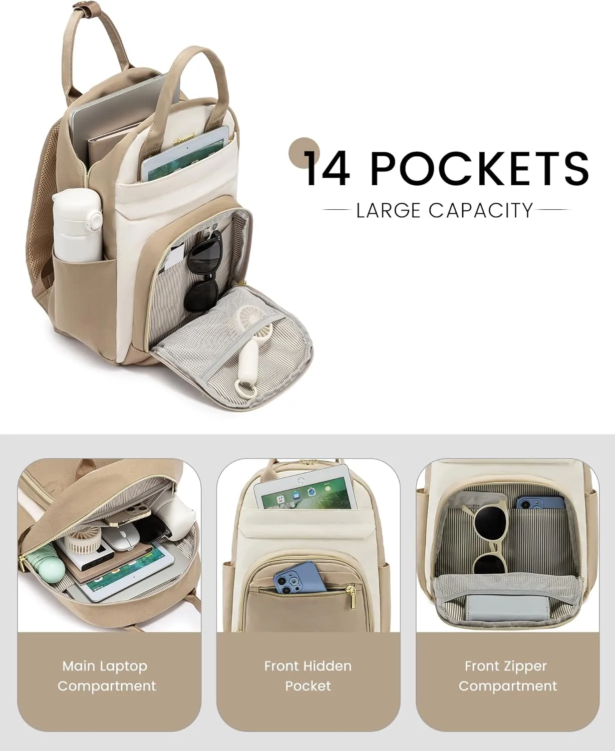 LOVEVOOK Mini Backpack Purse for Women, Small Backpack Bag, Light Weight Stylish Backpack for Daily Travel, Khaki-Beige-Light brown