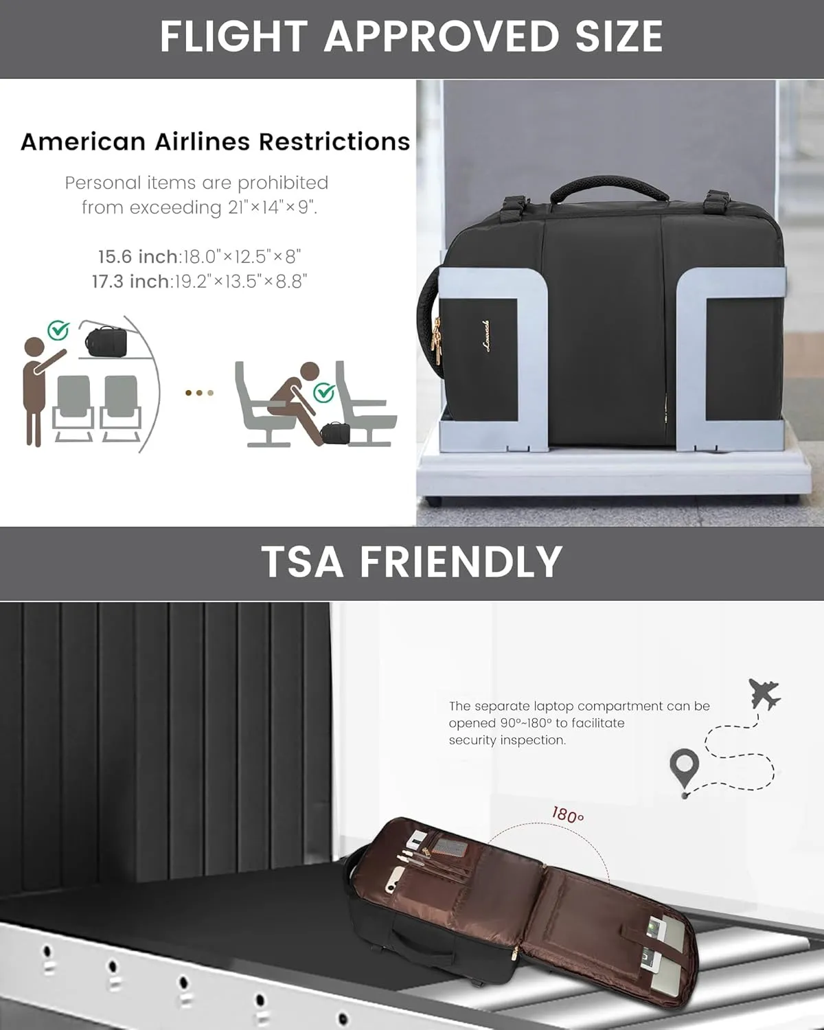 LOVEVOOK Travel Backpack for Women, Carry On Backpack Flight Approved with 3 Packing Cubes,TSA Personal Item Travel Bag Fits 15.6 Laptop,Weekender Hiking Business Luggage Daypack Black