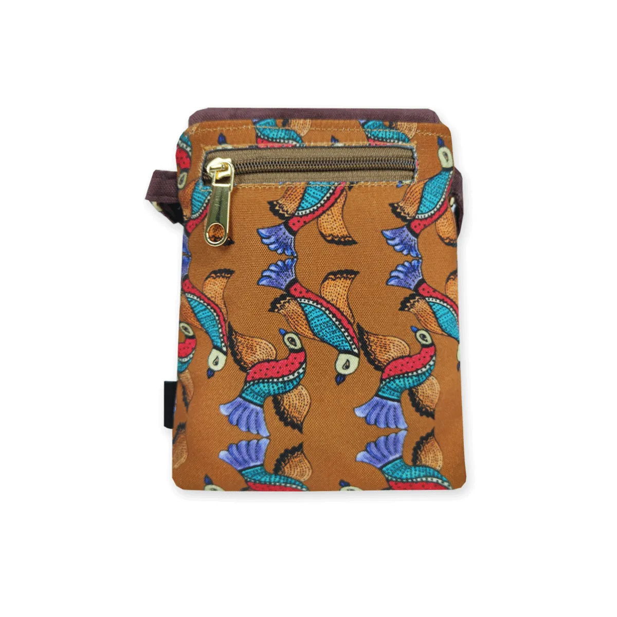 Mobile Sling Bag- Gond Mustard Flying Bird
