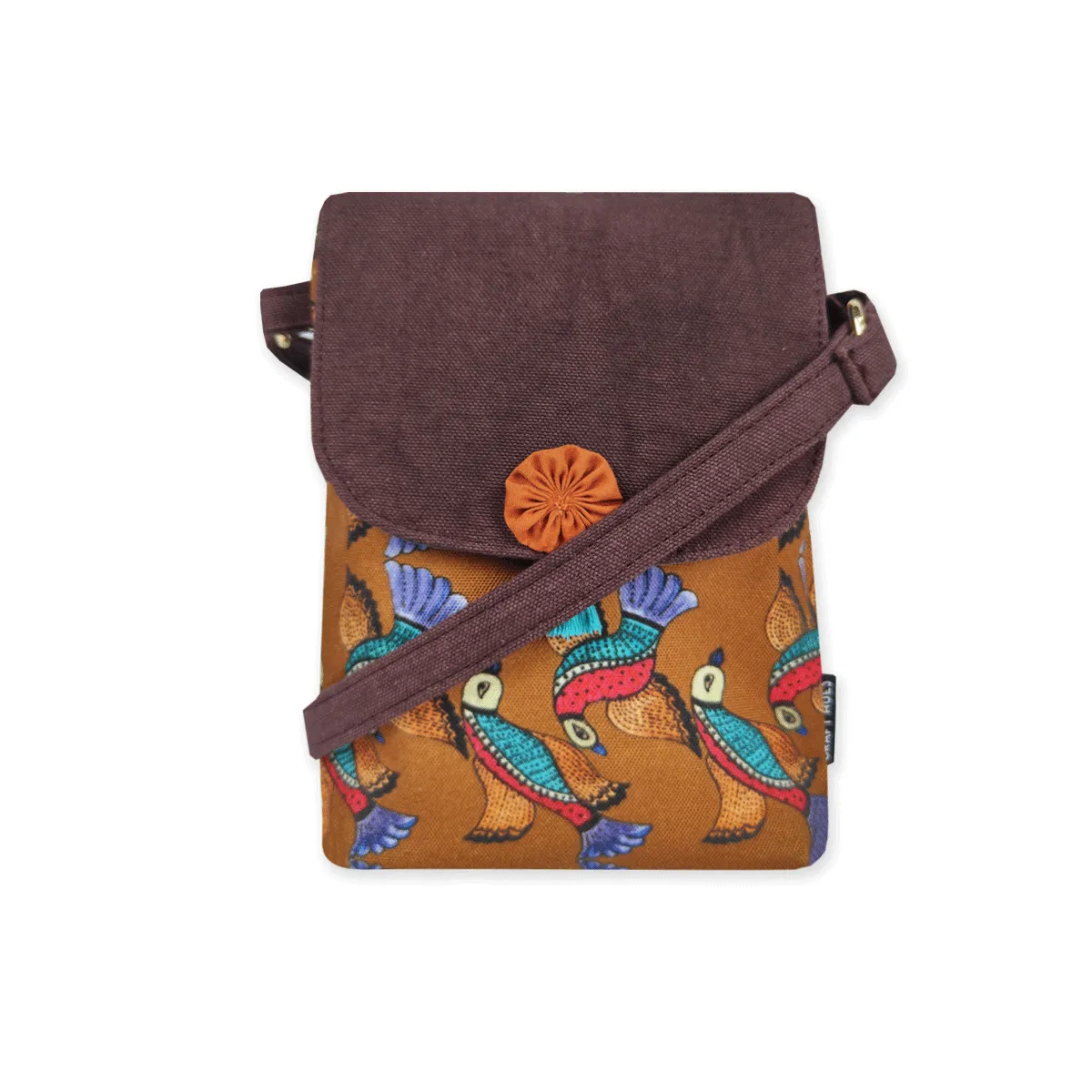 Mobile Sling Bag- Gond Mustard Flying Bird