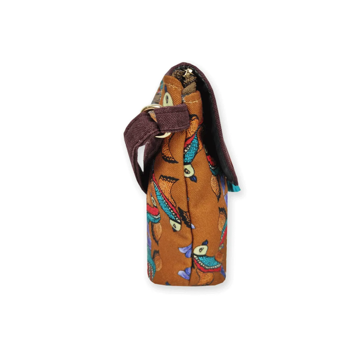 Mobile Sling Bag- Gond Mustard Flying Bird