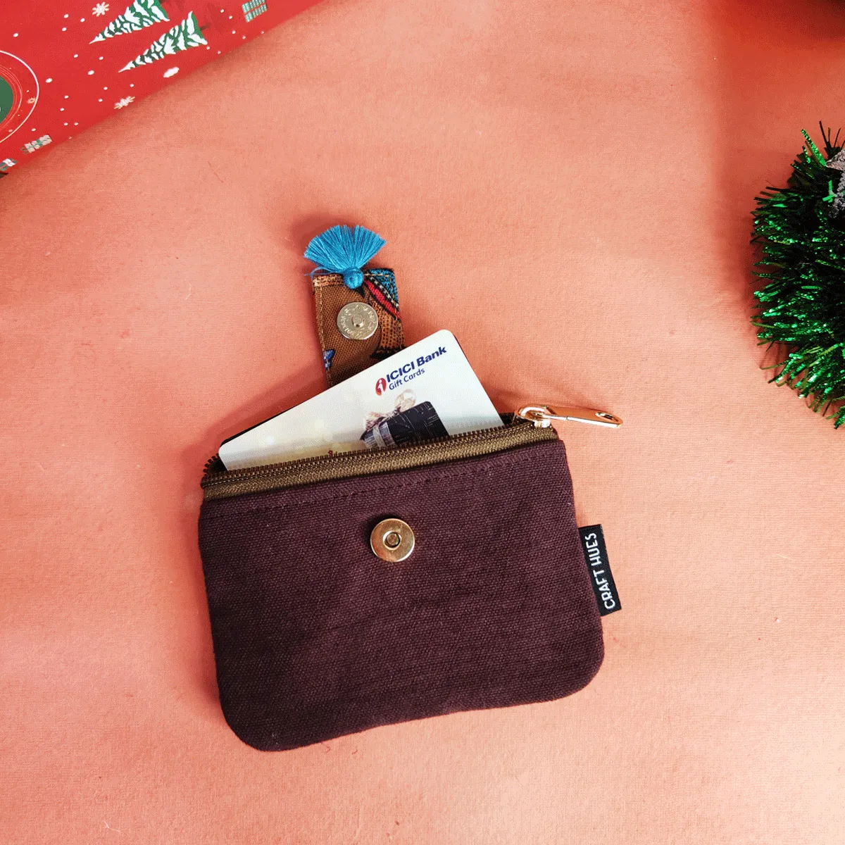Mobile Sling Bag/Mini Wallet Combo- Gond Mustard Flying Bird