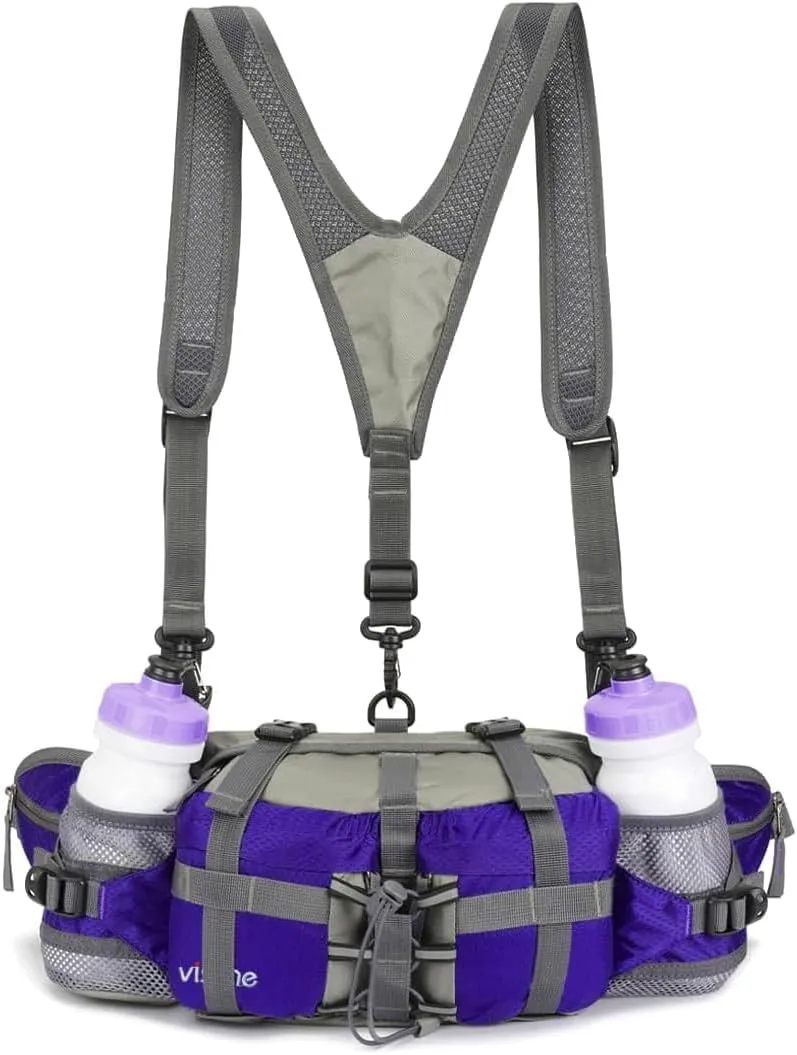 Outdoor Fanny Pack Hiking Fishing Waist bag 2 Water Bottle Holder Lumbar Pack