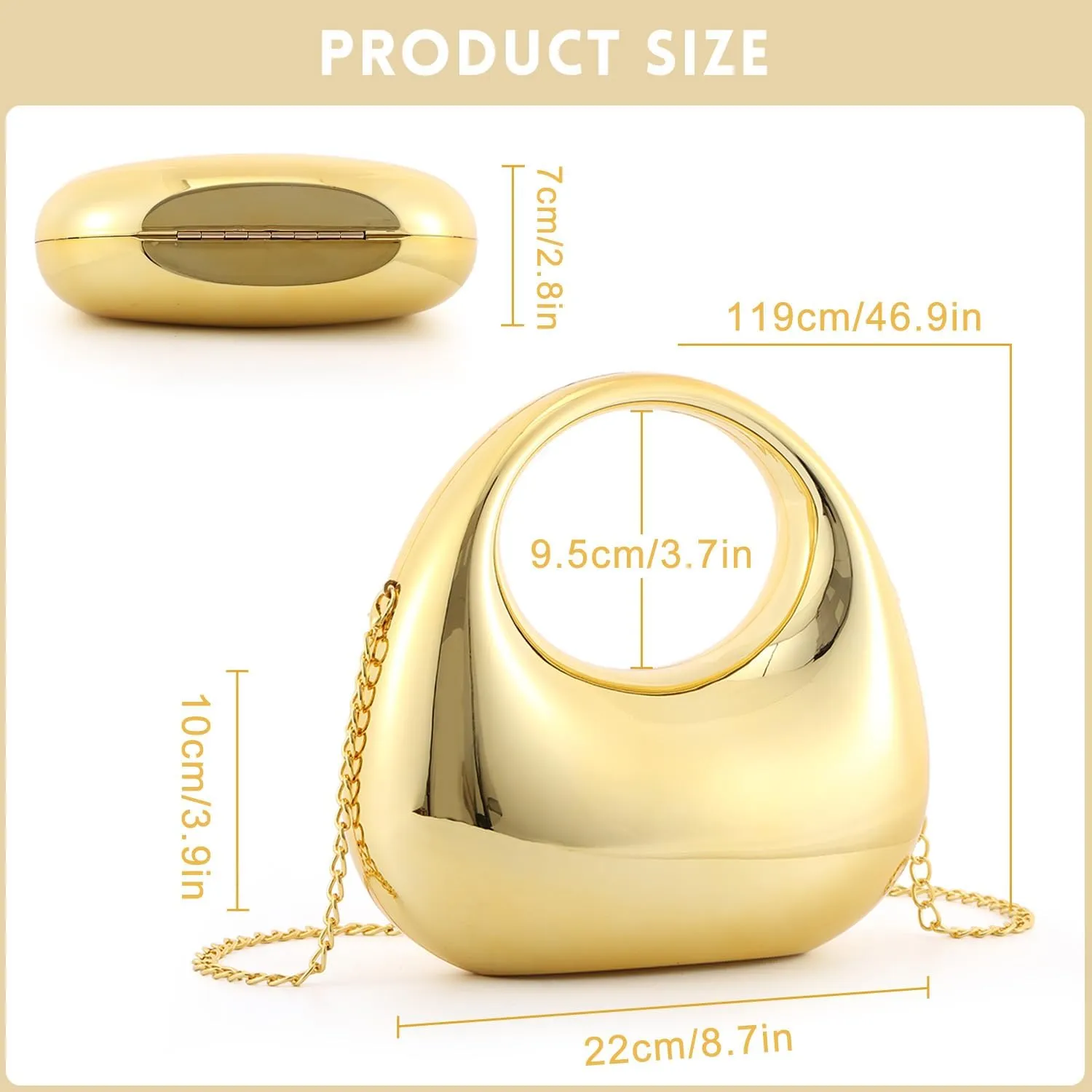 Oweisong Acrylic Clutch Purse for Women Gold Moon Evening Handbag Glitter Top Handle Bag for Formal Party