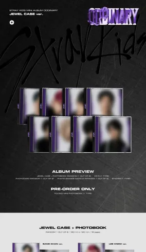 Stray Kids Oddinary 6th Mini Album Jewel Case 8 Version SET Contents Tracking Sealed