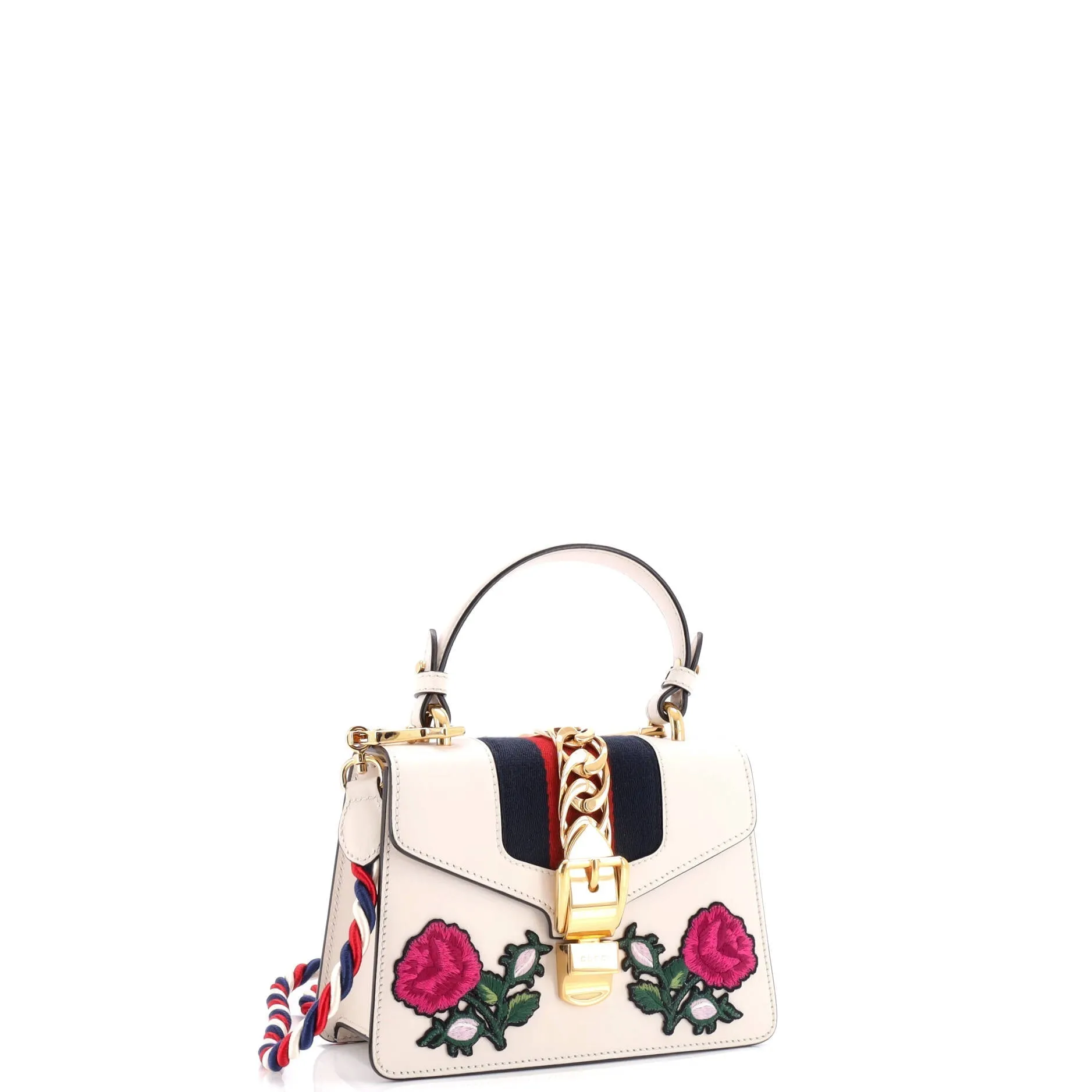 Sylvie Top Handle Bag Embroidered Leather Mini