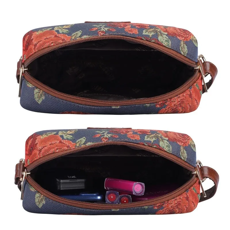 THE CLOWNFISH Adelina Series Sling for Women Faux Leather Casual Ladies Single Shoulder Bag For Women Crossbody Bag for College Girls (Purple-Floral)