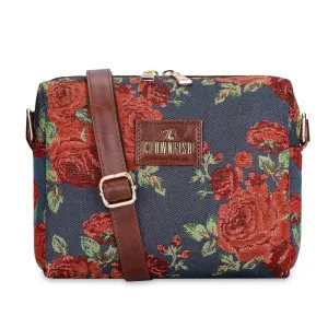 THE CLOWNFISH Adelina Series Sling for Women Faux Leather Casual Ladies Single Shoulder Bag For Women Crossbody Bag for College Girls (Purple-Floral)