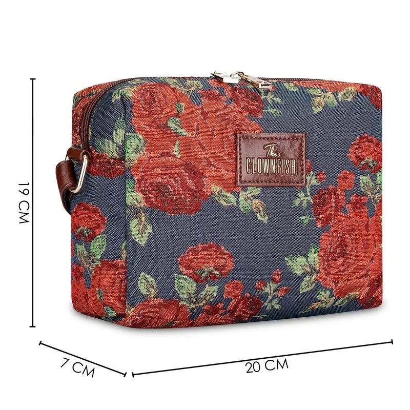 THE CLOWNFISH Adelina Series Sling for Women Faux Leather Casual Ladies Single Shoulder Bag For Women Crossbody Bag for College Girls (Purple-Floral)