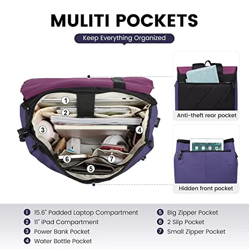 Travel backpack, 15.6 inch 2 in 1 carry-on bag for airplane with USB charging port & laptop compartment, anti theft handbags backpack bag