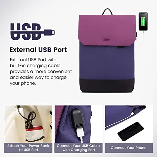 Travel backpack, 15.6 inch 2 in 1 carry-on bag for airplane with USB charging port & laptop compartment, anti theft handbags backpack bag