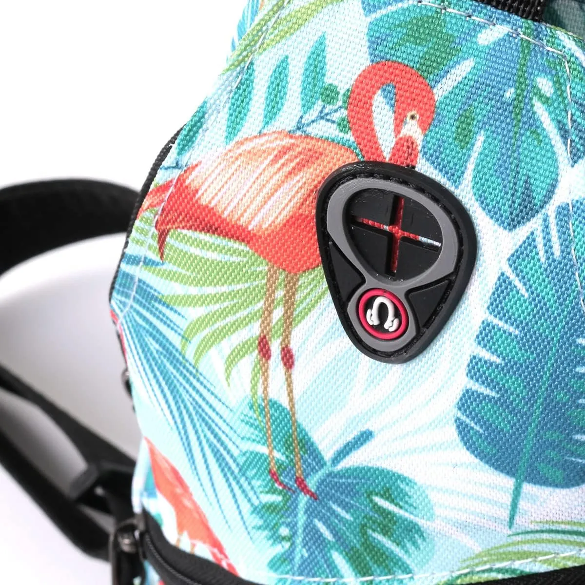 WESTEND Novelty Crossbody Sling Bag Backpack with Adjustable Strap for Men and Women. Flamingo with Tropical Leaves