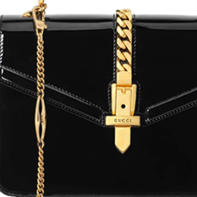 (WMNS) GUCCI Sylvie 1969 SeriesLeather hand Bag mini Black 589479-1J70G-1000