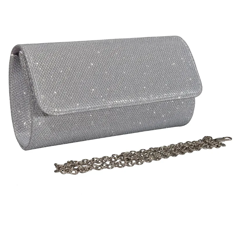 Women's Sparkly Evening Clutch Bag With Shoulder Chain