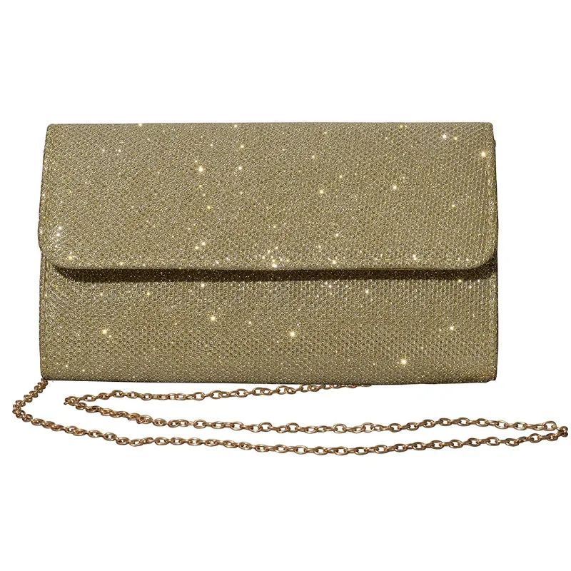 Women's Sparkly Evening Clutch Bag With Shoulder Chain