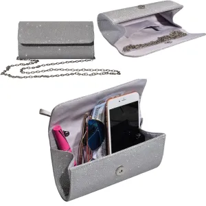 Women's Sparkly Evening Clutch Bag With Shoulder Chain