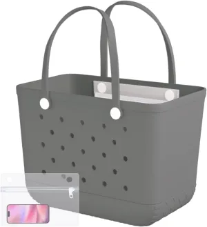 X-Large Rubber Beach Bag Tote Waterproof Tote Bag with Zipper Pocket Modern Travel Tote Bag Sports Beach