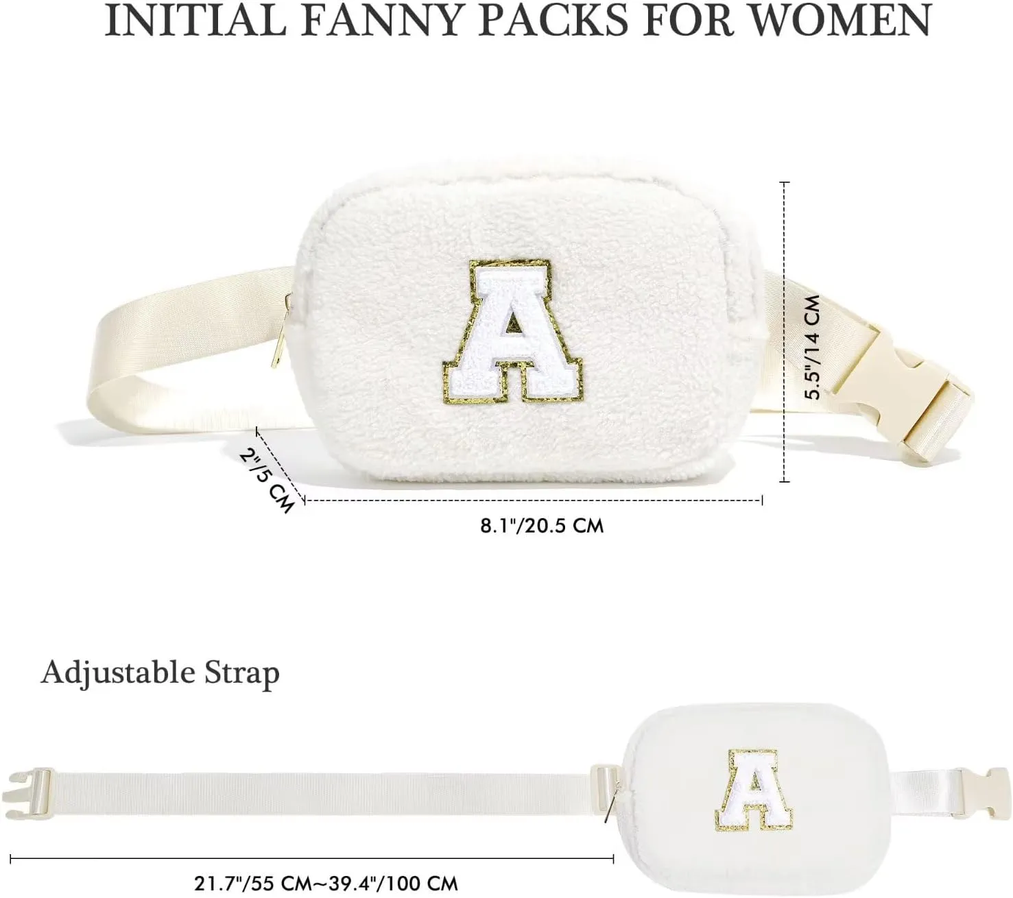 YOOLIFE Initial Fanny Pack for Women Girls - Monogram Belt Bag Crossbody Bag Waist Packs, Personalized Birthday Gifts for Women Teen Girls Mom Daughter Friend Sister, Beige M