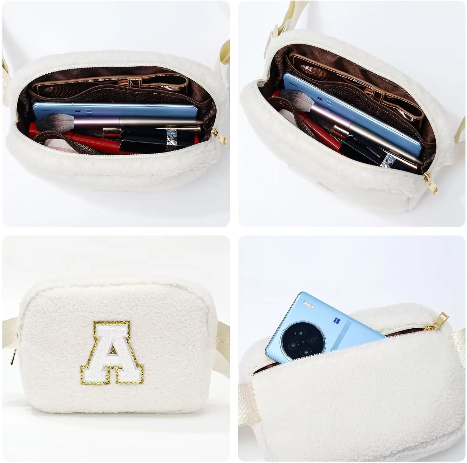YOOLIFE Initial Fanny Pack for Women Girls - Monogram Belt Bag Crossbody Bag Waist Packs, Personalized Birthday Gifts for Women Teen Girls Mom Daughter Friend Sister, Beige M
